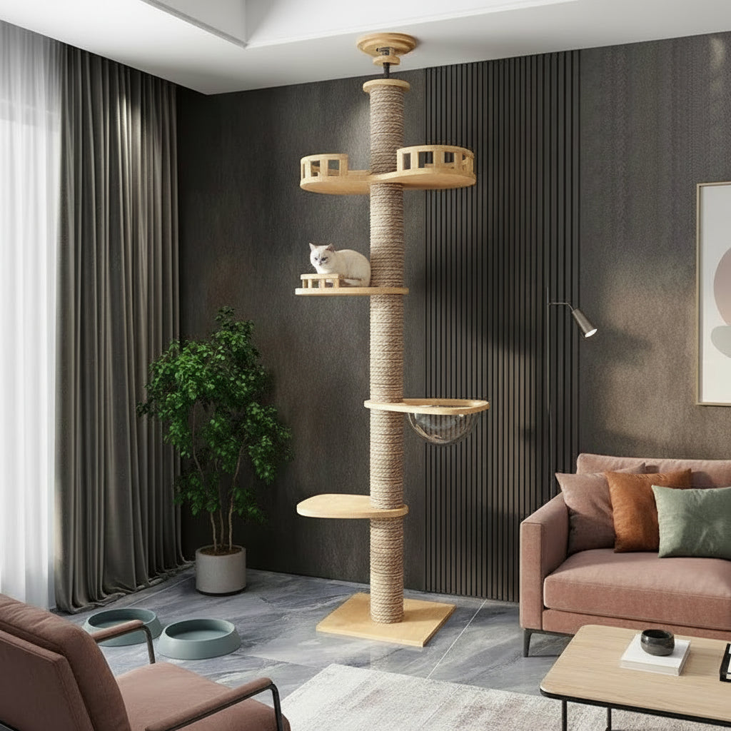 Arbre à Chat Design XXL en Bois -TREE HOUSE 9