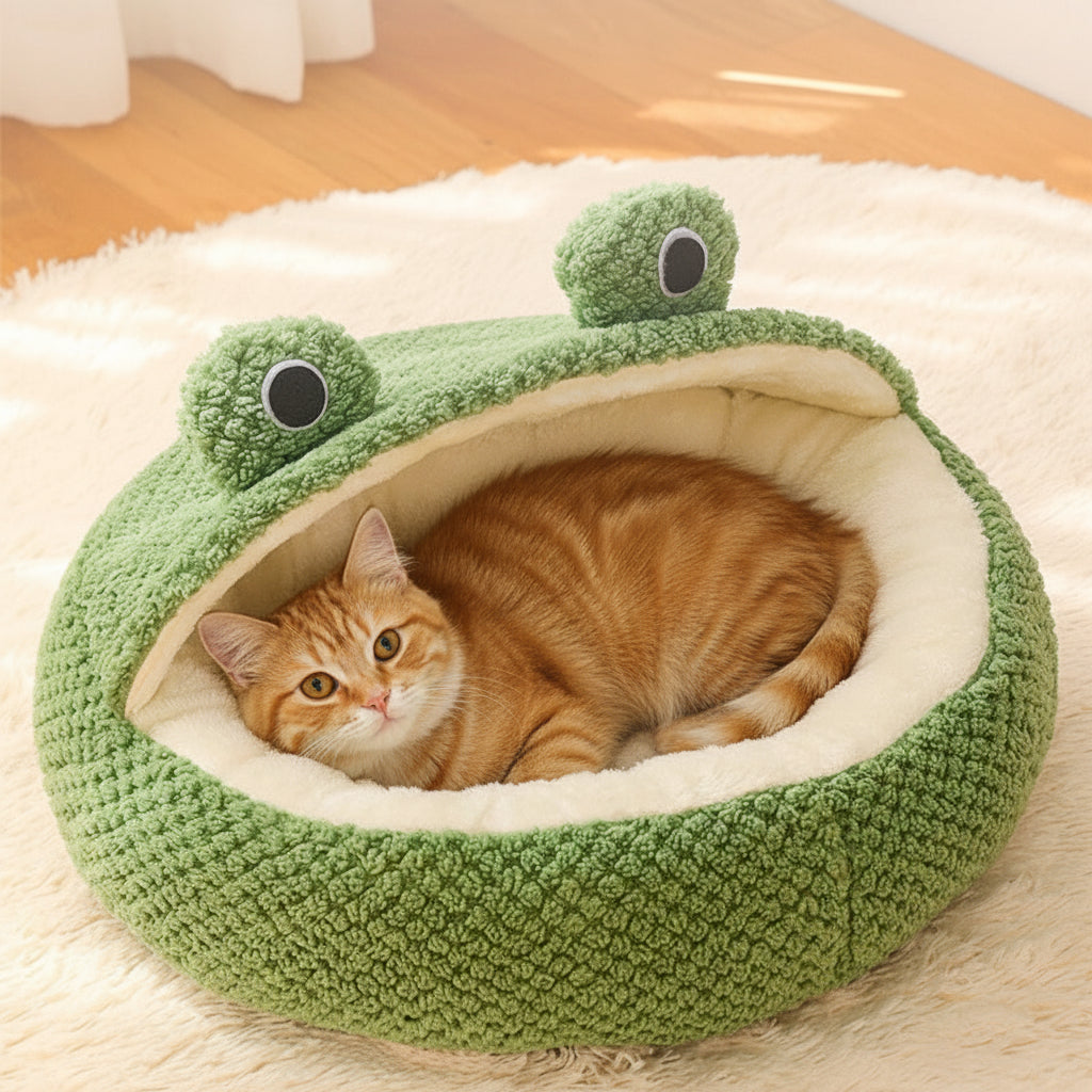 Nid pour Chat Forme Grenouille | Maison Semi-Fermée