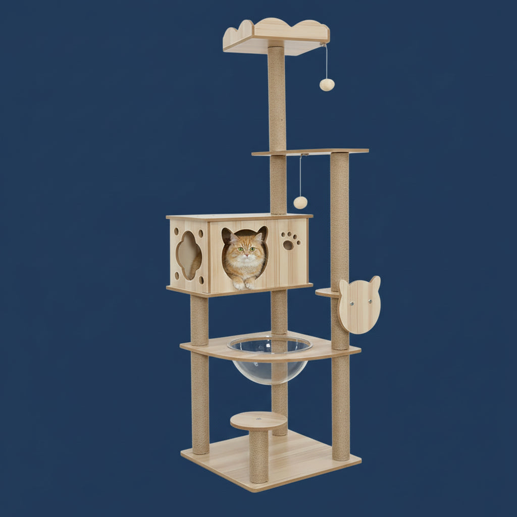 Arbre à Chat en Bois -LEVEL UP