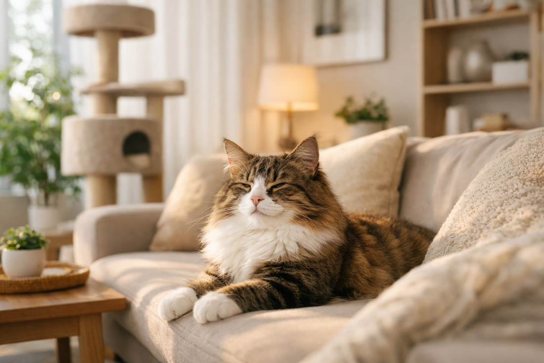 Le bonheur du chat d'interieur