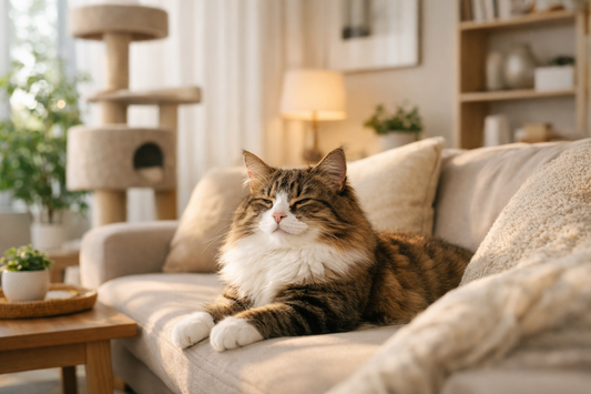 Le bonheur du chat d'interieur