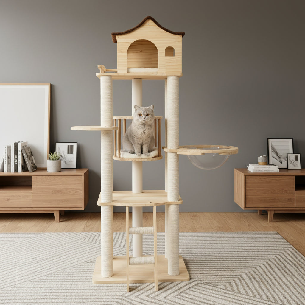 Arbre à Chat Design en Bois -WOOD HOUSE