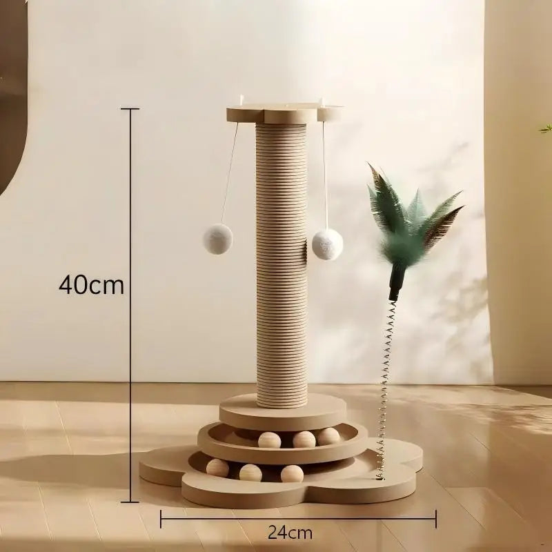 Griffoir pour Chat en Bois –Plateau Tournant Interactif