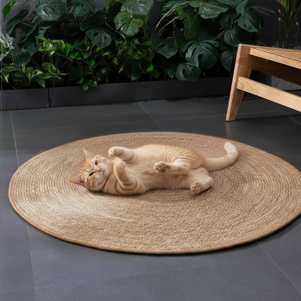 Griffoir pour chat en rotin naturel – Tapis à griffer