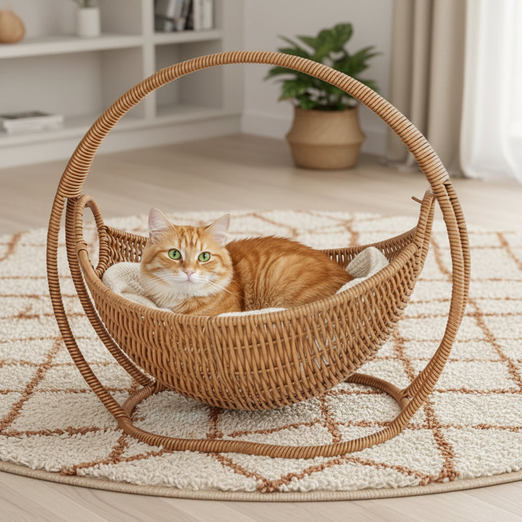 Hamac Panier Tressé pour Chat | Balancelle