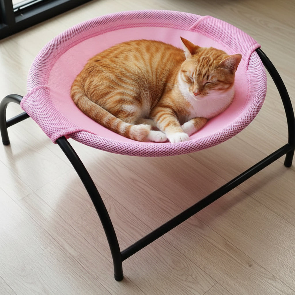 Lit Hamac Surélevé pour Chat | Couchage Respirant Rafraîchissant