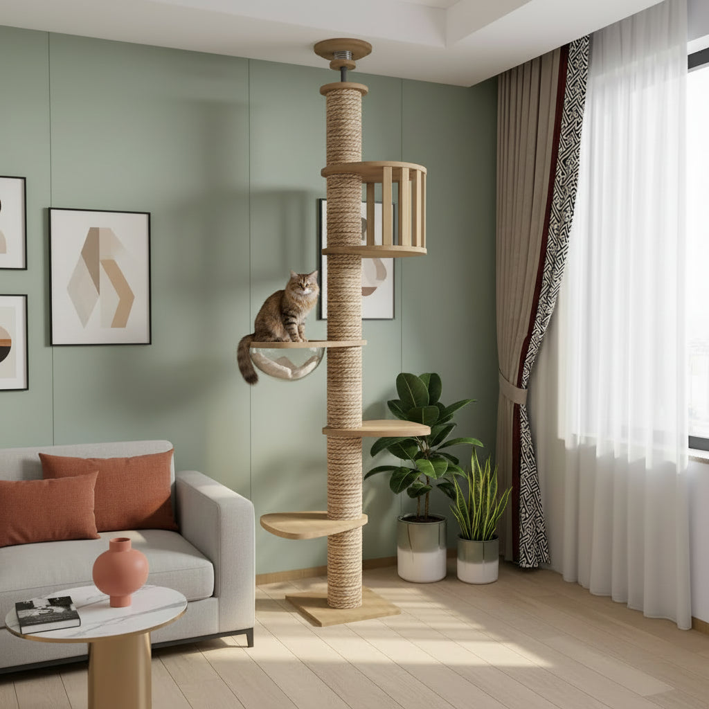 Arbre à Chat Design XXL en Bois -TREE HOUSE 8