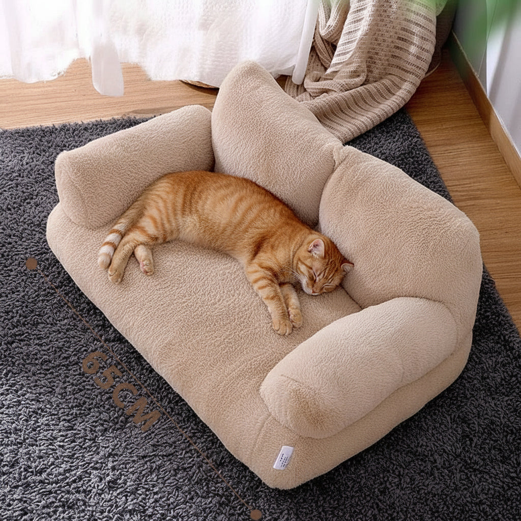 Canapé-Lit pour Chat en Peluche | Coussin Douillet Chien & Chat