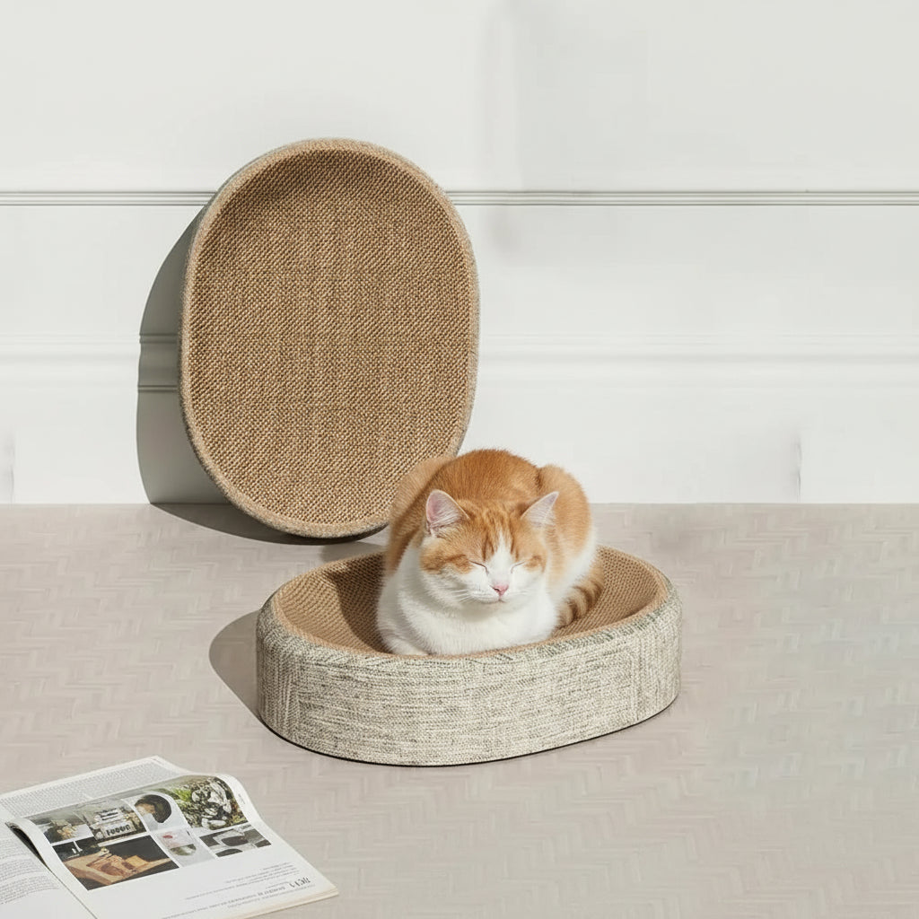Griffoir pour chat ovale 2-en-1 sisal tressé