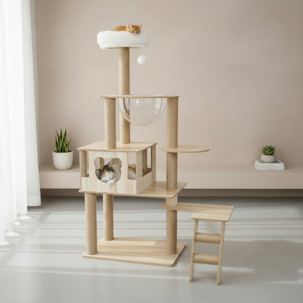 Arbre à Chat Design en Bois -NATURAL 7