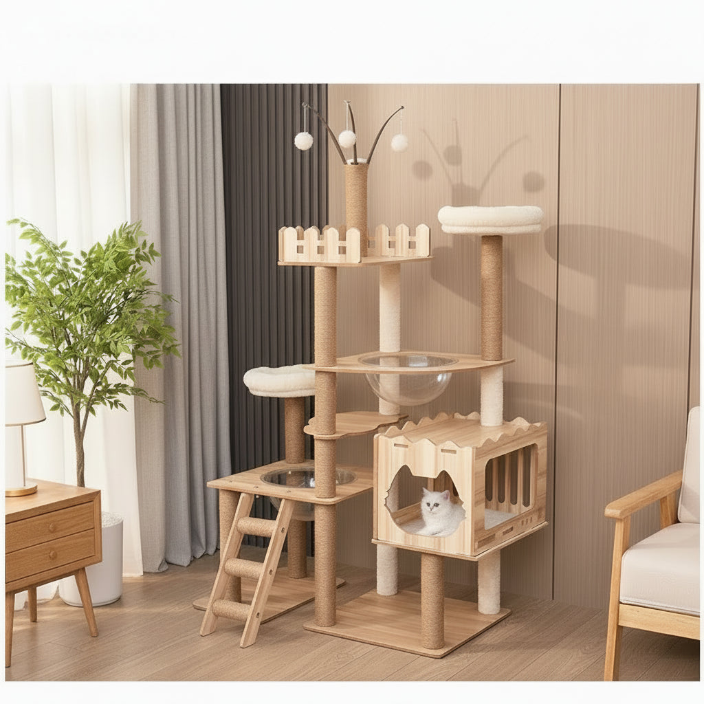 Arbre à Chat design en Bois -SPACE X