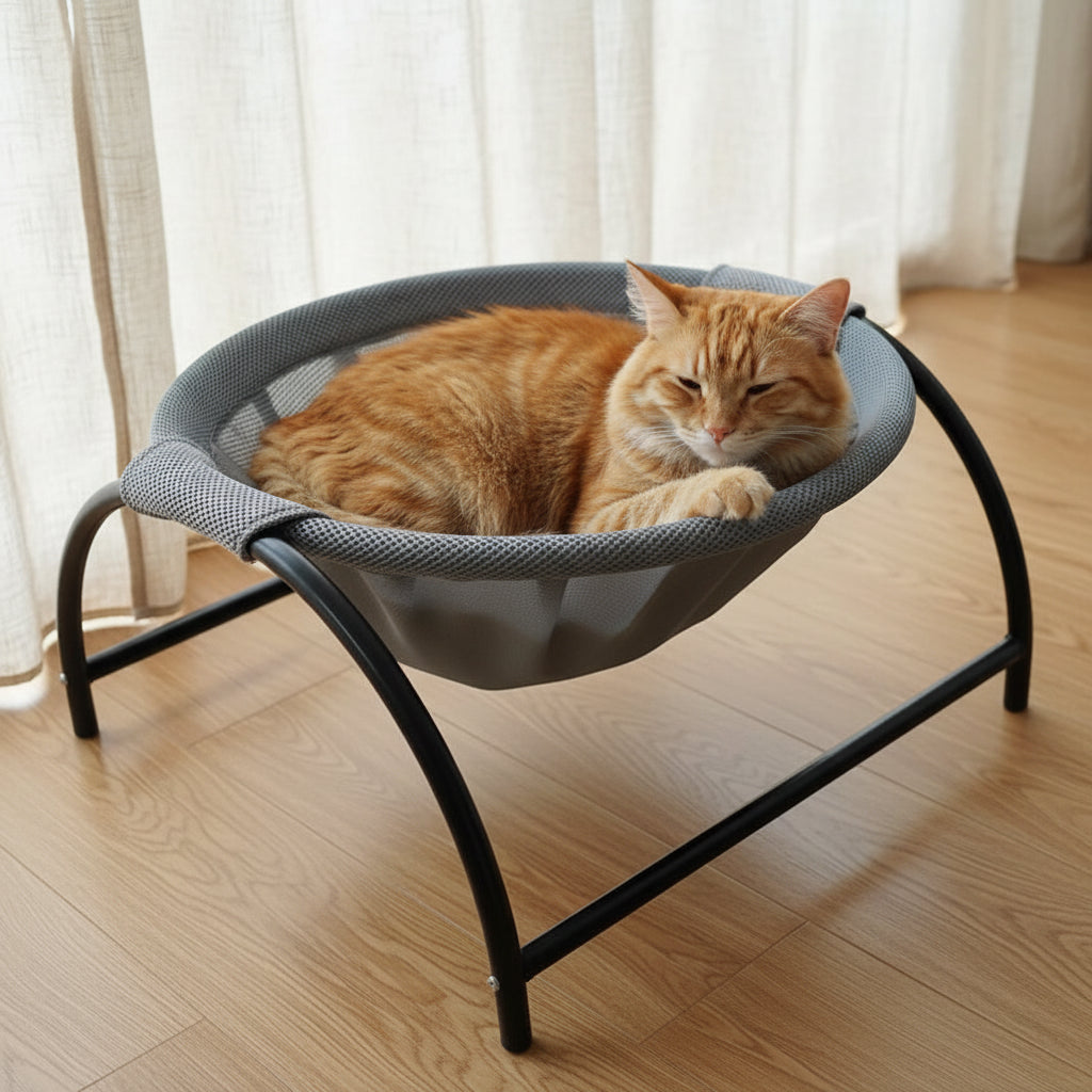 Lit Hamac Surélevé pour Chat | Couchage Respirant Rafraîchissant