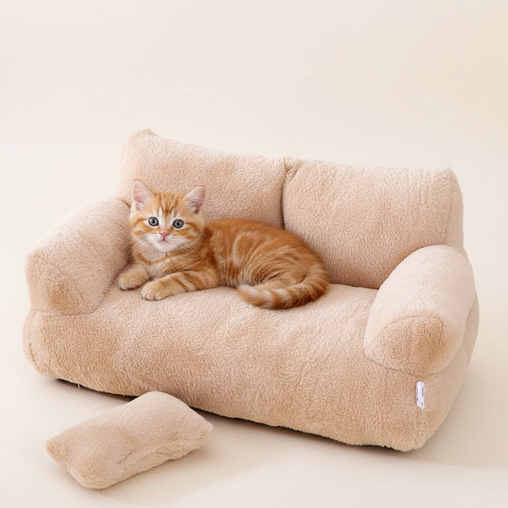 Canapé-Lit pour Chat en Peluche | Coussin Douillet Chien & Chat