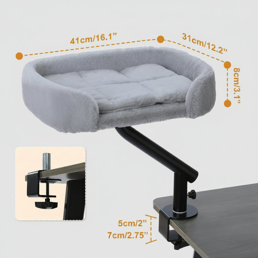 Lit de Bureau pour Chat Rotatif 360° – Panier Suspendu