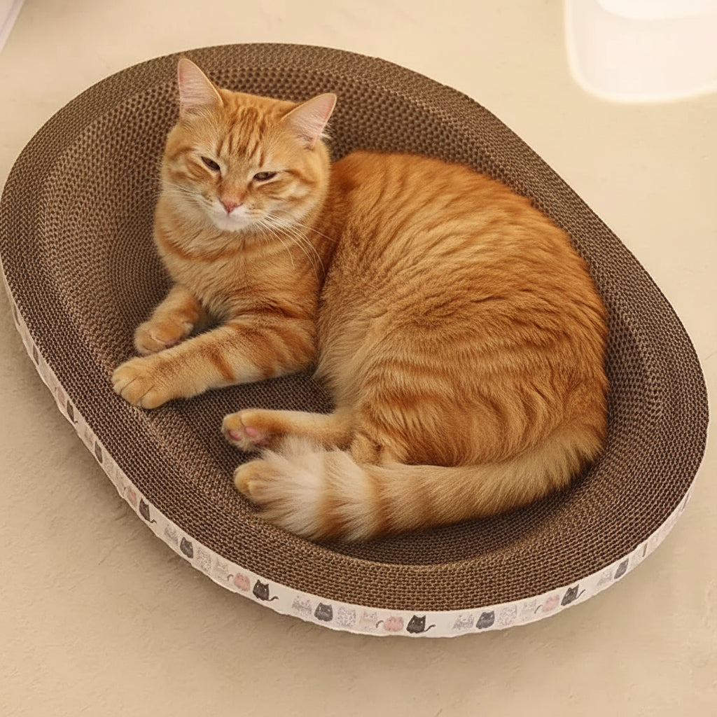 Griffoir pour chat en carton ondulé rond & ovale
