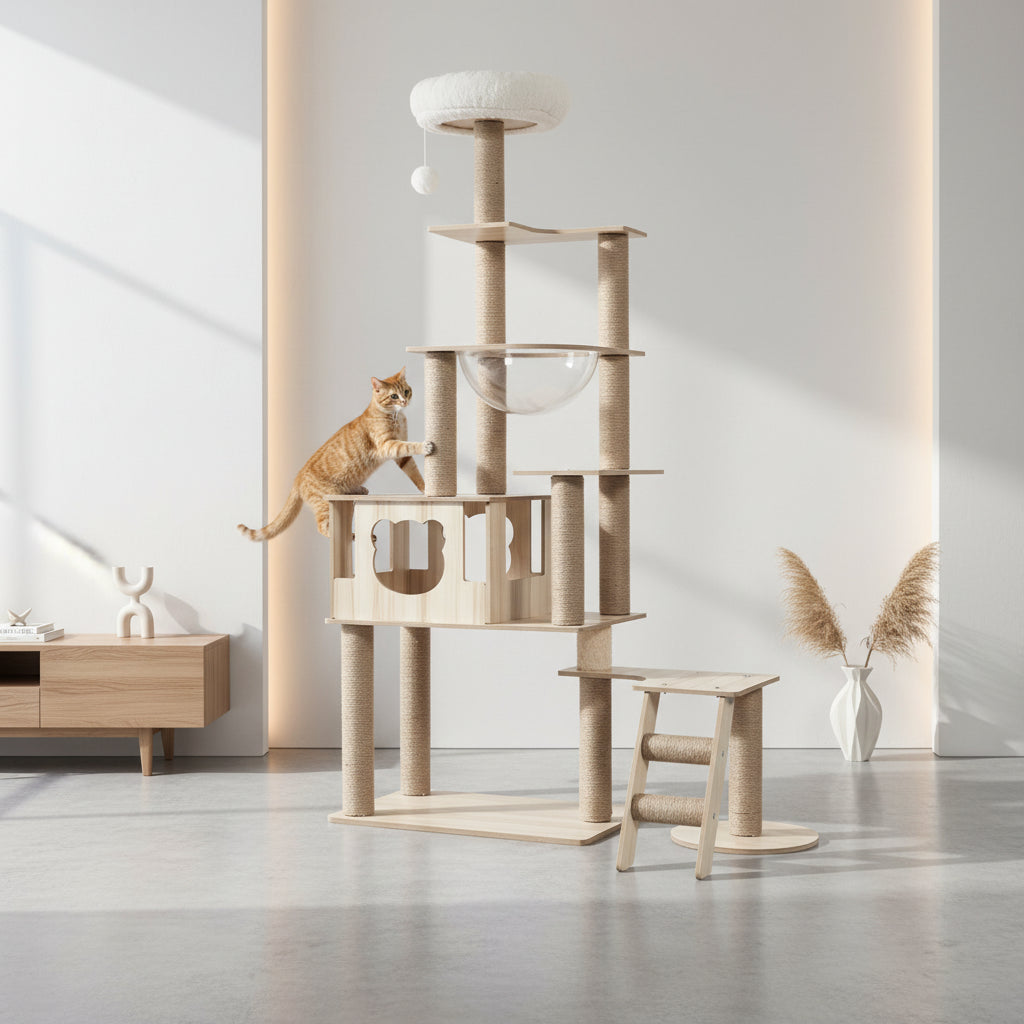 Arbre à Chat Design en Bois -NATURAL 5