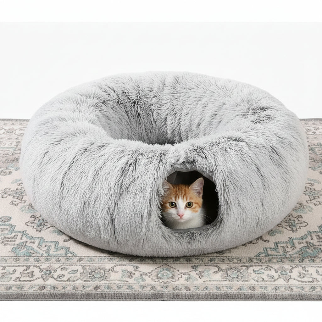 Tunnel-Lit pour Chat en Peluche Épaisse | Nid 2-en-1