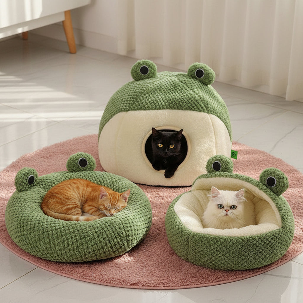Nid pour Chat Forme Grenouille | Maison Semi-Fermée