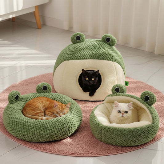 Nid pour Chat Forme Grenouille | Maison Semi-Fermée