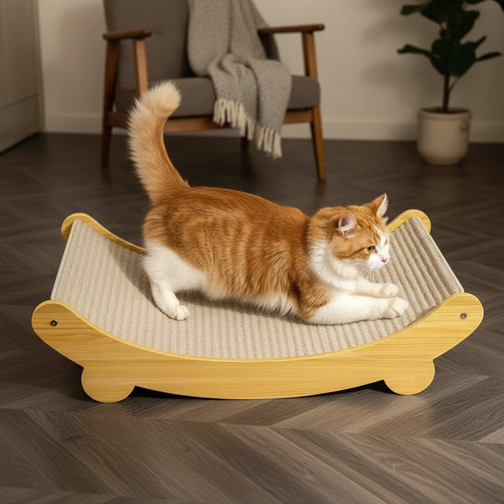 Griffoir pour chat bois & sisal multifonction – Lit + griffoir détachable