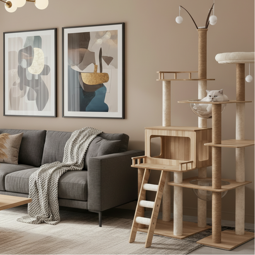 Arbre à Chat design en Bois -SPACE X