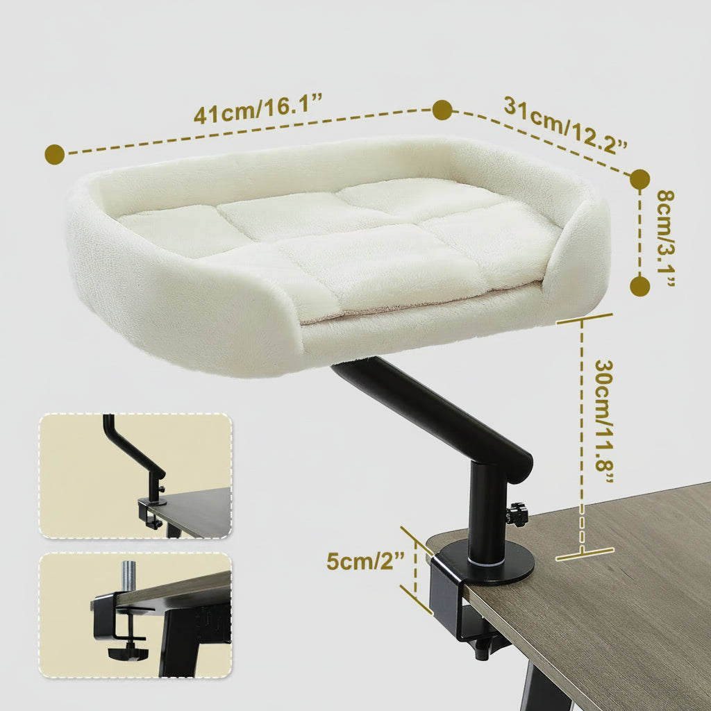 Lit de Bureau pour Chat Rotatif 360° – Panier Suspendu