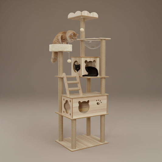 Arbre à Chat en Bois -LEVEL UP 3