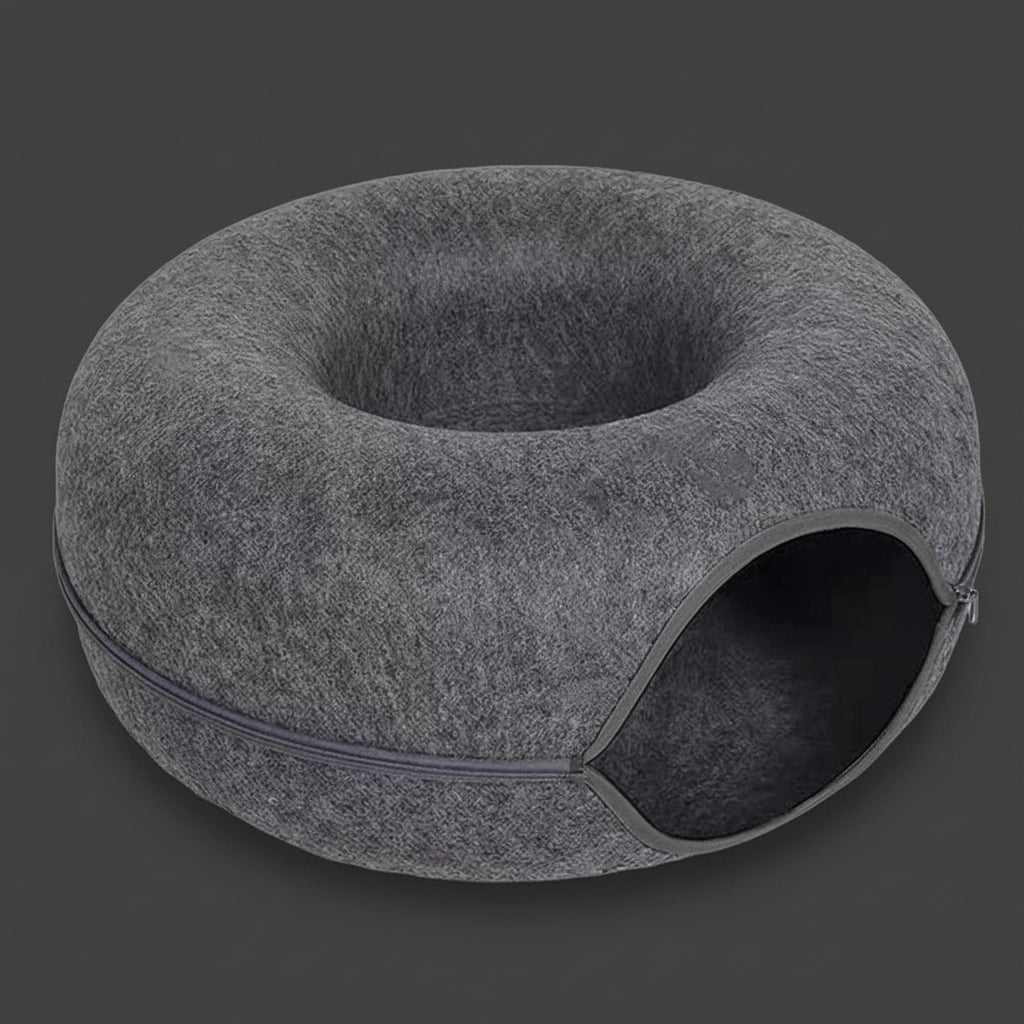 Lit Tunnel Rond en Feutre pour Chat | Nid Donut Grattoir Lavable