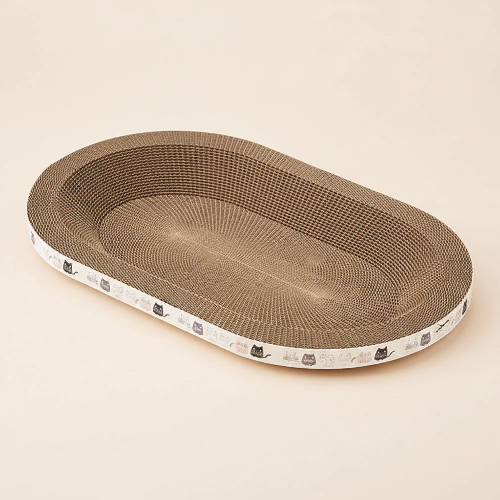 Griffoir pour chat en carton ondulé rond & ovale