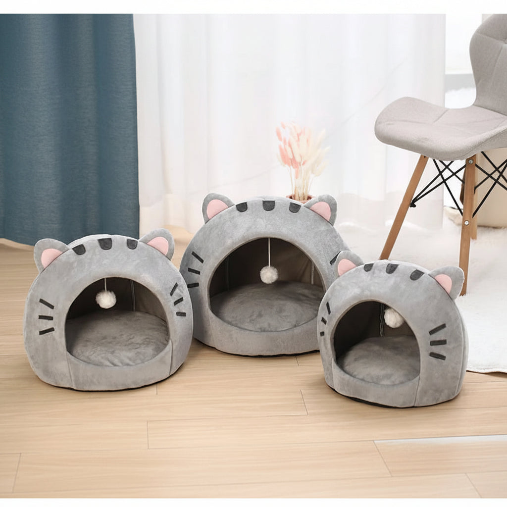 Maison-Lit pour Chat en Coton 100% | Nid Semi-Couvert