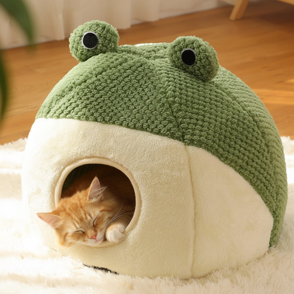 Nid pour Chat Forme Grenouille | Maison Semi-Fermée