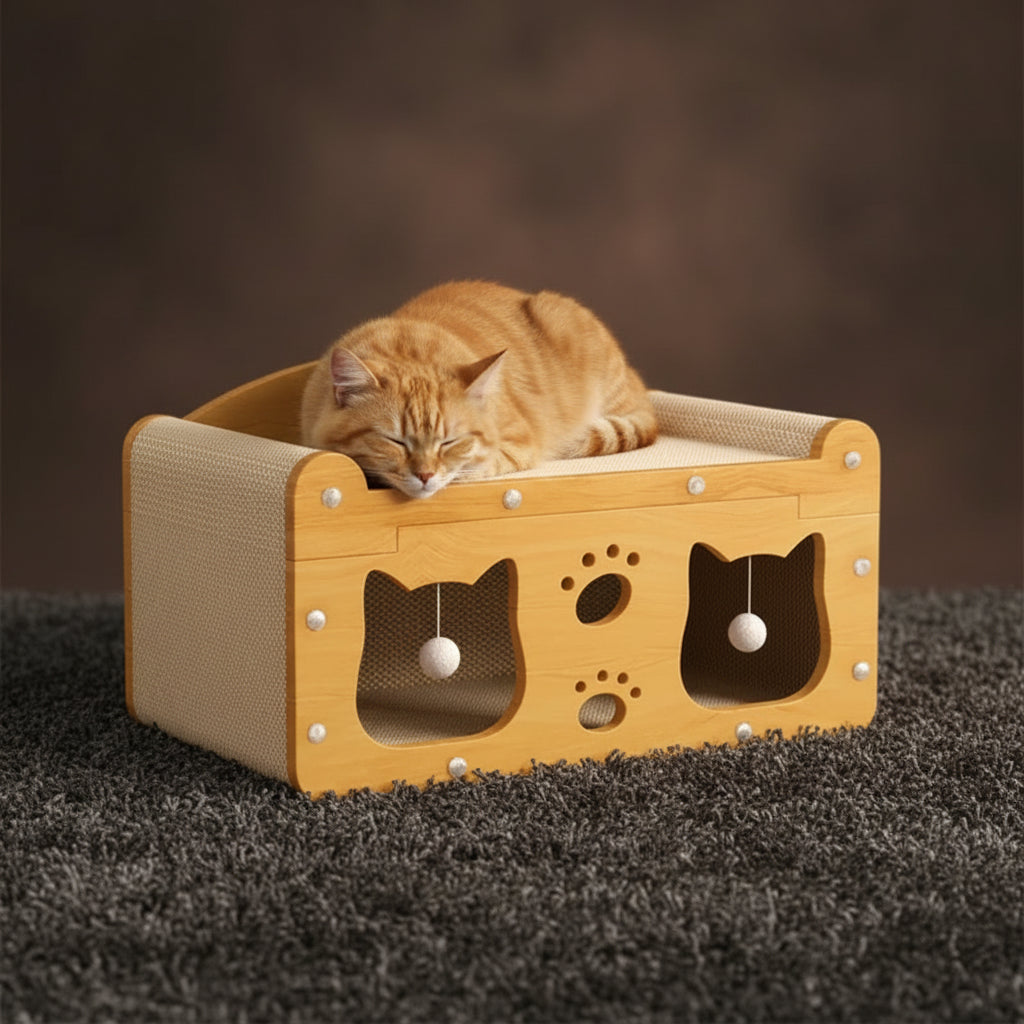 Griffoir pour chat 2-en-1 – Poteau griffoir & zone de repos