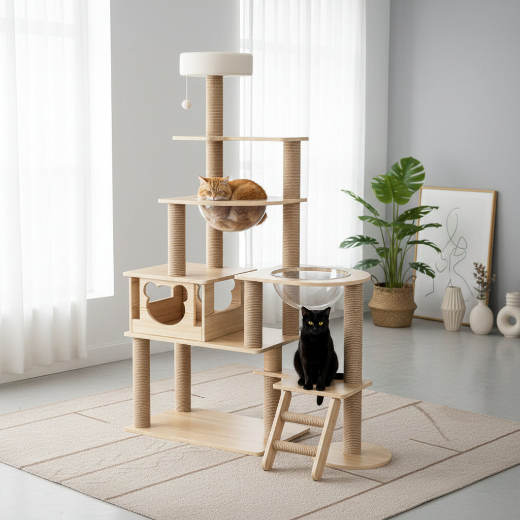 Arbre à Chat Design en Bois -NATURAL 6