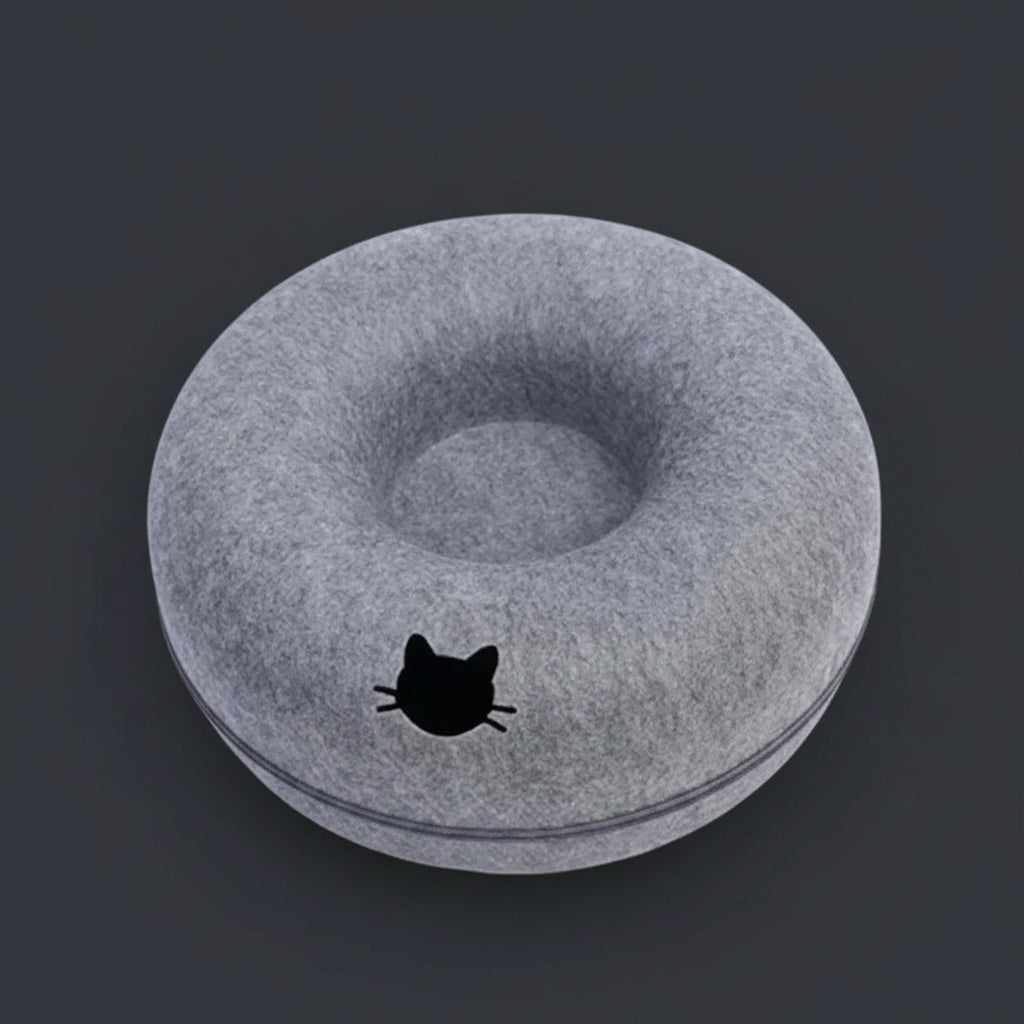 Lit Tunnel Rond en Feutre pour Chat | Nid Donut Grattoir Lavable