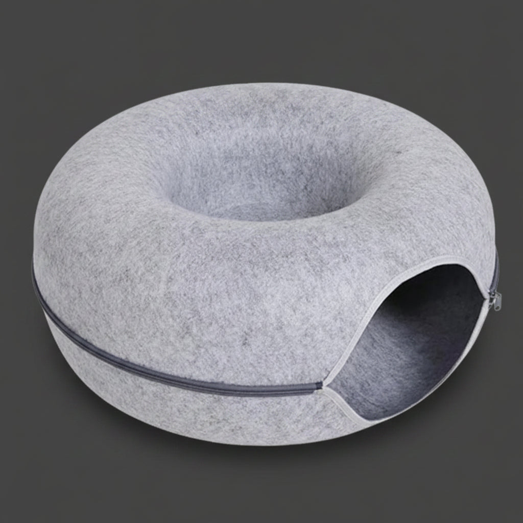 Lit Tunnel Rond en Feutre pour Chat | Nid Donut Grattoir Lavable