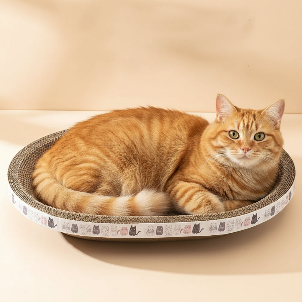 Griffoir pour chat en carton ondulé rond & ovale