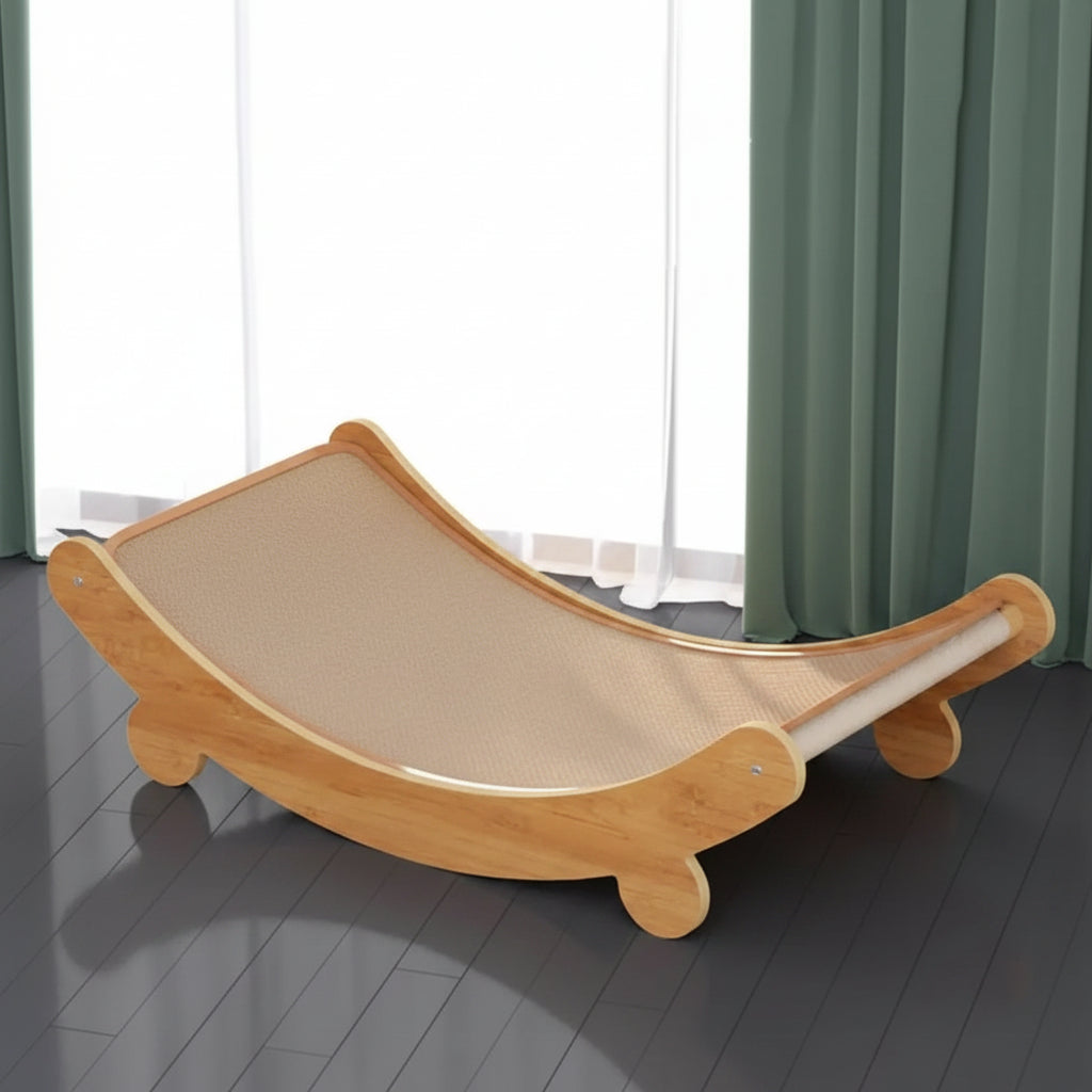 Griffoir pour chat bois & sisal multifonction – Lit + griffoir détachable