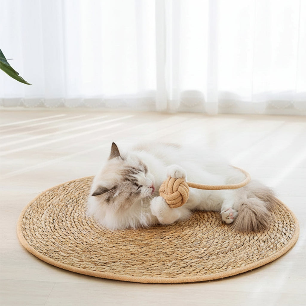 Griffoir pour chat en rotin naturel – Tapis à griffer