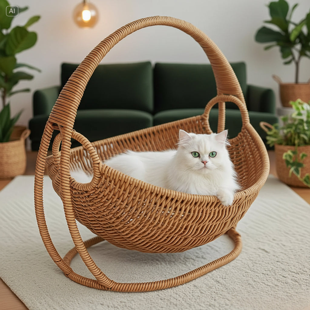 Hamac Panier Tressé pour Chat | Balancelle