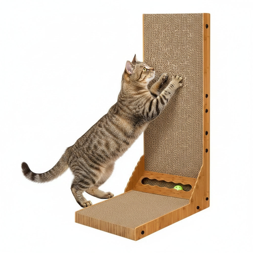 Griffoir pour chat vertical en carton ondulé XL – Design bois