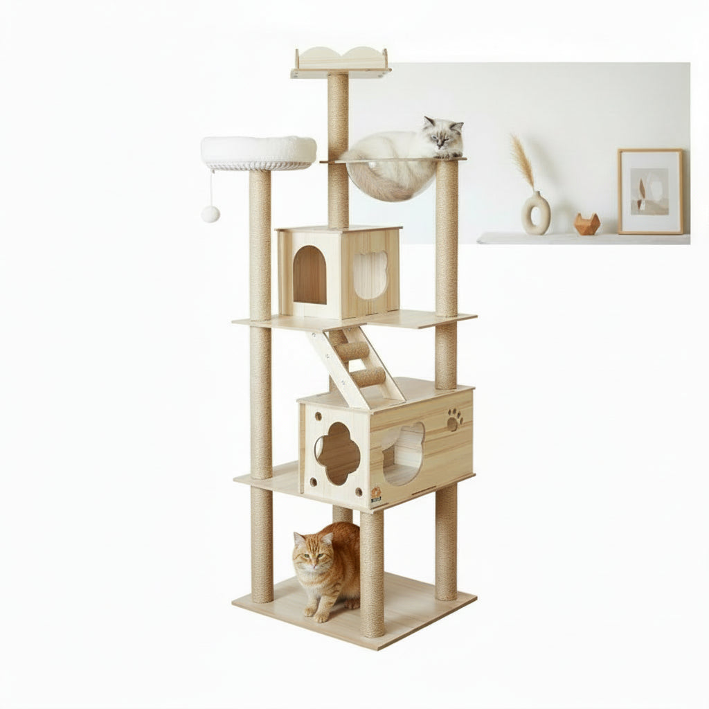 Arbre à Chat Design en Bois -NATURAL 4