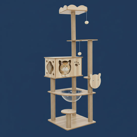 Arbre à Chat en Bois -LEVEL UP