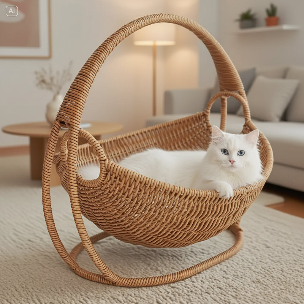 Hamac Panier Tressé pour Chat | Balancelle