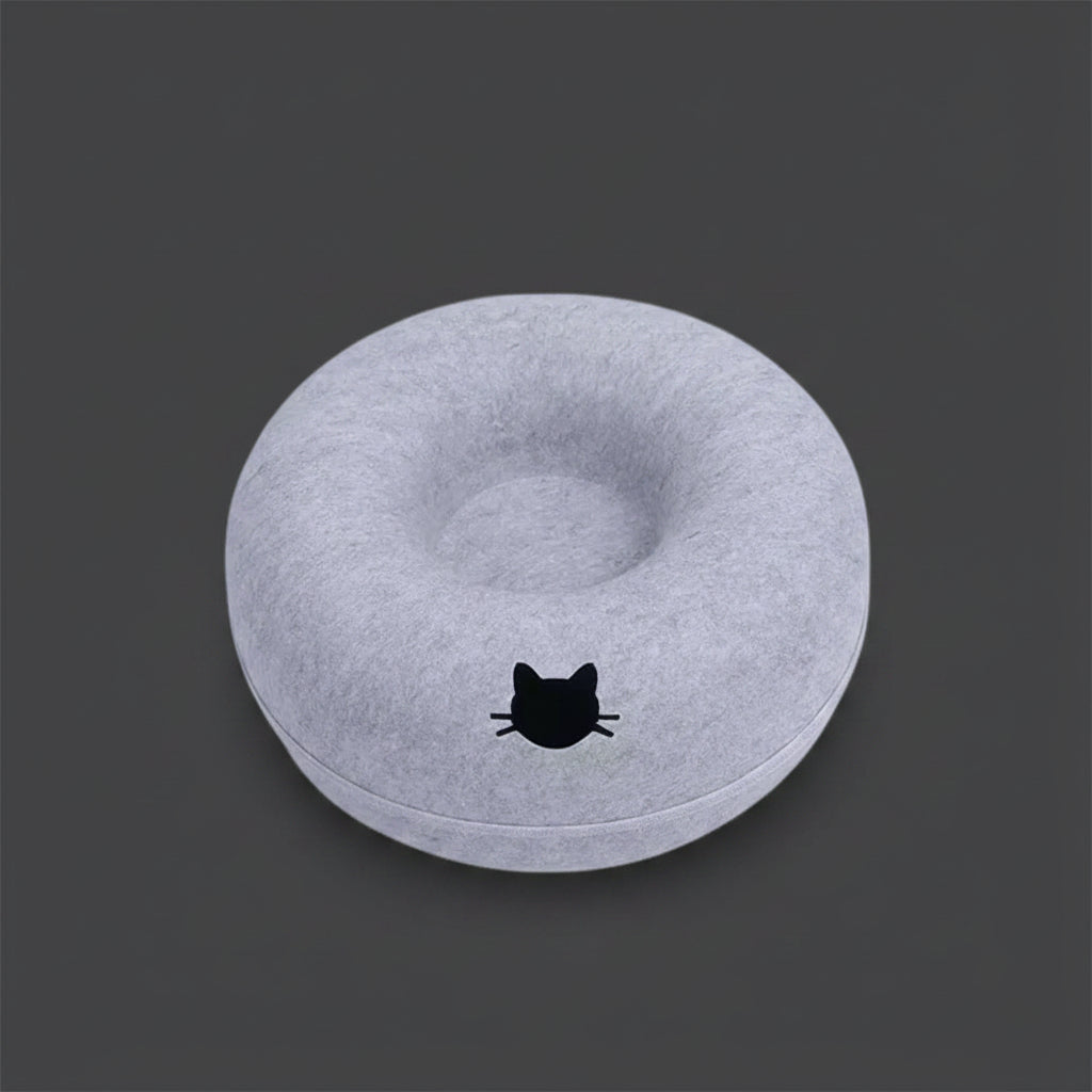 Lit Tunnel Rond en Feutre pour Chat | Nid Donut Grattoir Lavable